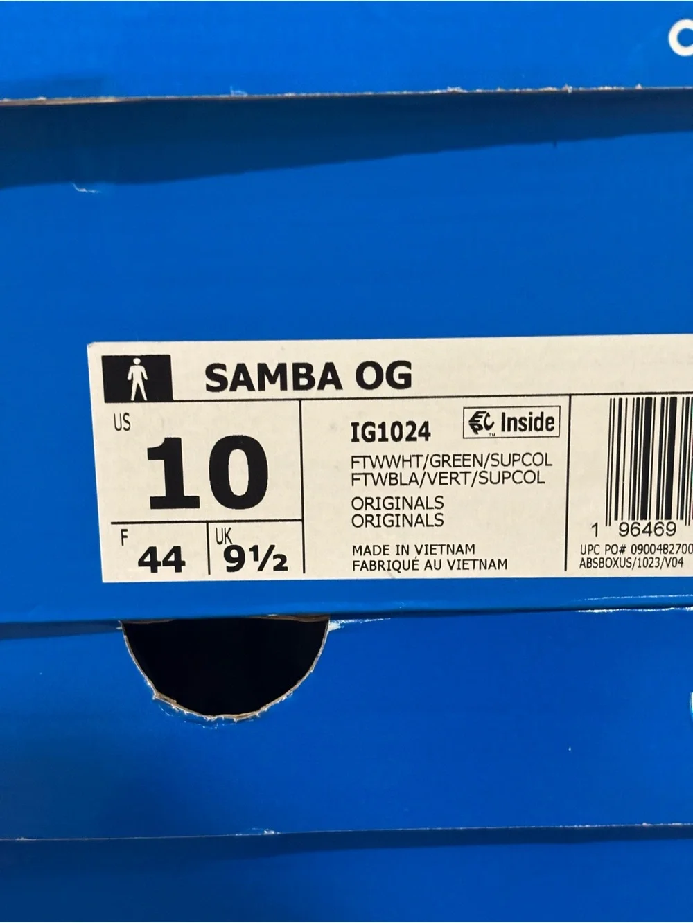Adidas Samba OG ‘Cloud White / Green Gum’ Men’s Size 10-11 Sneakers NEW! IG1024